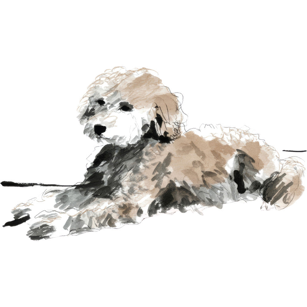 Handdrawn Doodle Dog Fabric Panel 13