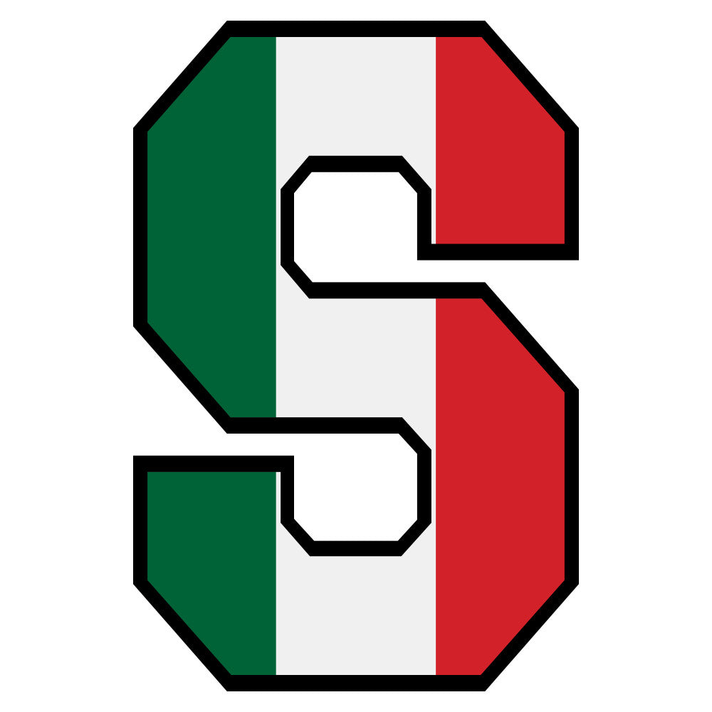 green, white, red, italian flag colors, letter s, alphabet design, block letter, patriotic theme, fabric panel, quilting cotton, bold colors, tricolor stripes, educational motif, children's fabric, craft material, sewing project, geometric shapes, primary colors, flag inspired
