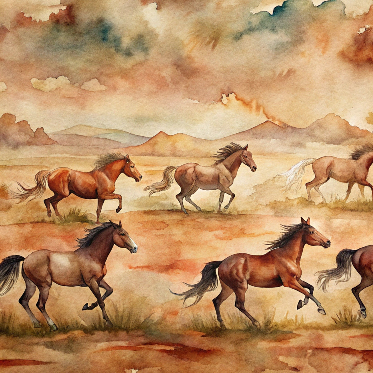 Galloping Mustangs Pattern 21 Minky Fabric