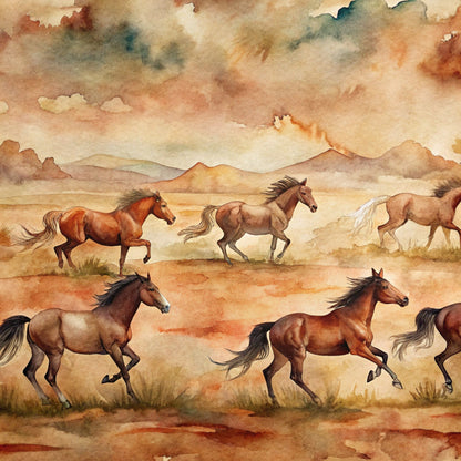 Galloping Mustangs Pattern 21 Minky Fabric