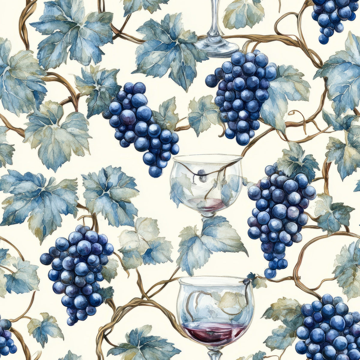 Grapes and Goblets Pattern 22 Minky Fabric