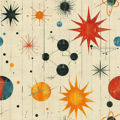 Midcentury Cosmos Pattern 18 Minky Fabric