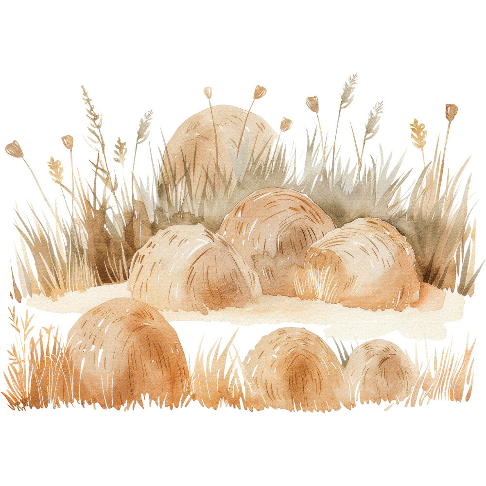 Watercolor Farm Fabric Panel 26