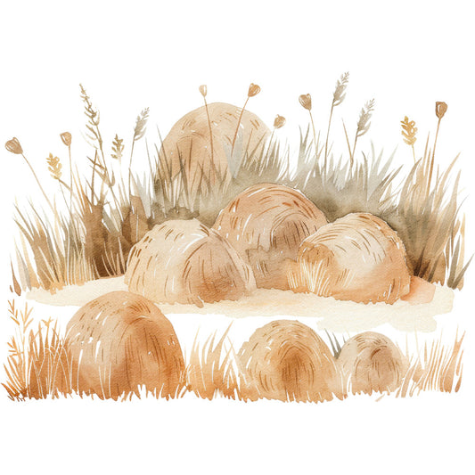 Watercolor Farm Fabric Panel 26