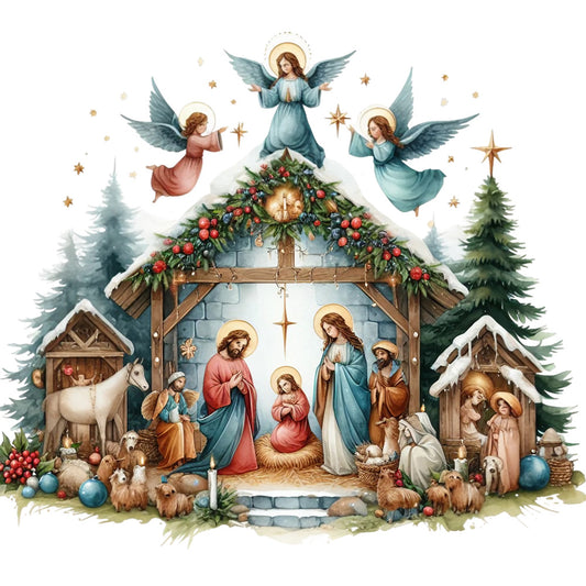 Detailed Christmas Nativity Scene Fabric Panel 18