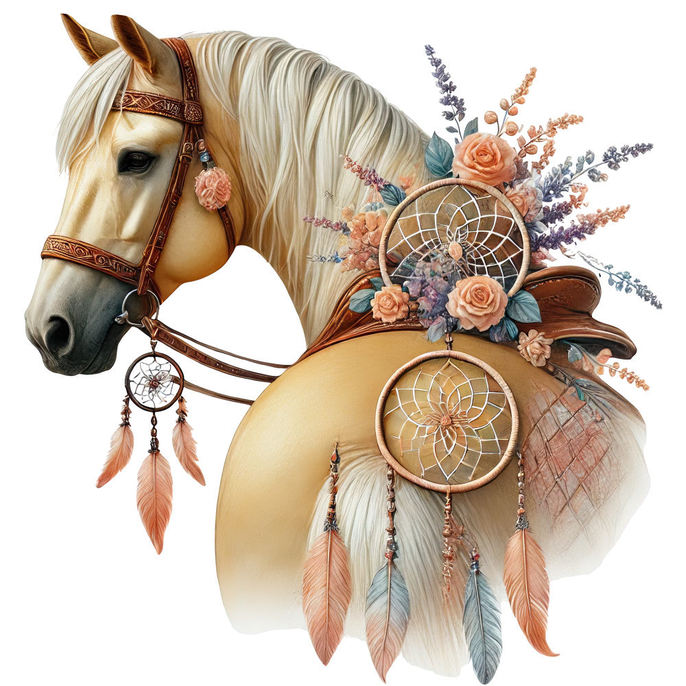 Boho Horses Fabric Panel 11