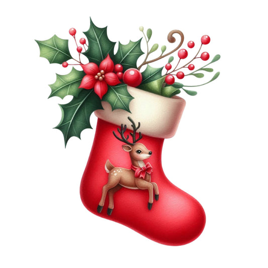 Christmas Stocking Scene Fabric Panel 12