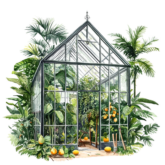 Watercolor Greenhouse Fabric Panel 15