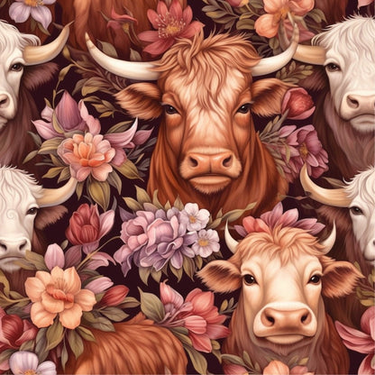 Blooming Bovines Pattern 12 Minky Fabric