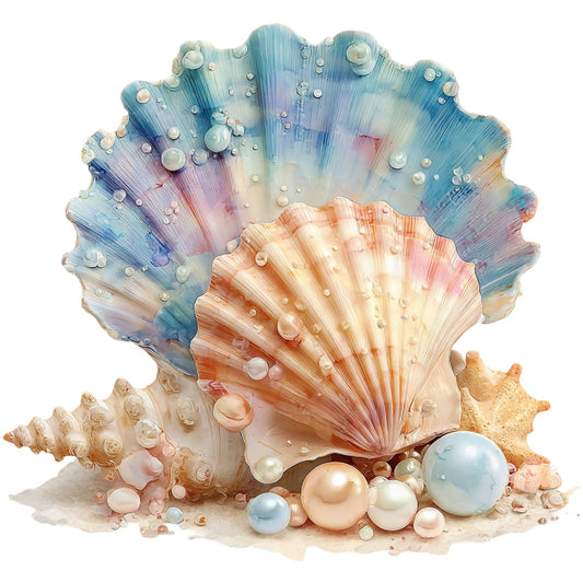 seashell, pearl, coastal, nautical, ocean, sea, beach, turquoise, coral pink, cream, peach, soft blue, gradient, watercolor, iridescent, mermaid, dreamy, whimsical, elegant, feminine, starfish, seashells, pearls, summer, nature-inspired, under the sea, seaside, pastel colors, blush, aqua