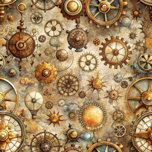 Steampunk Old Maps Pattern 4 Quilting Cotton Fabric