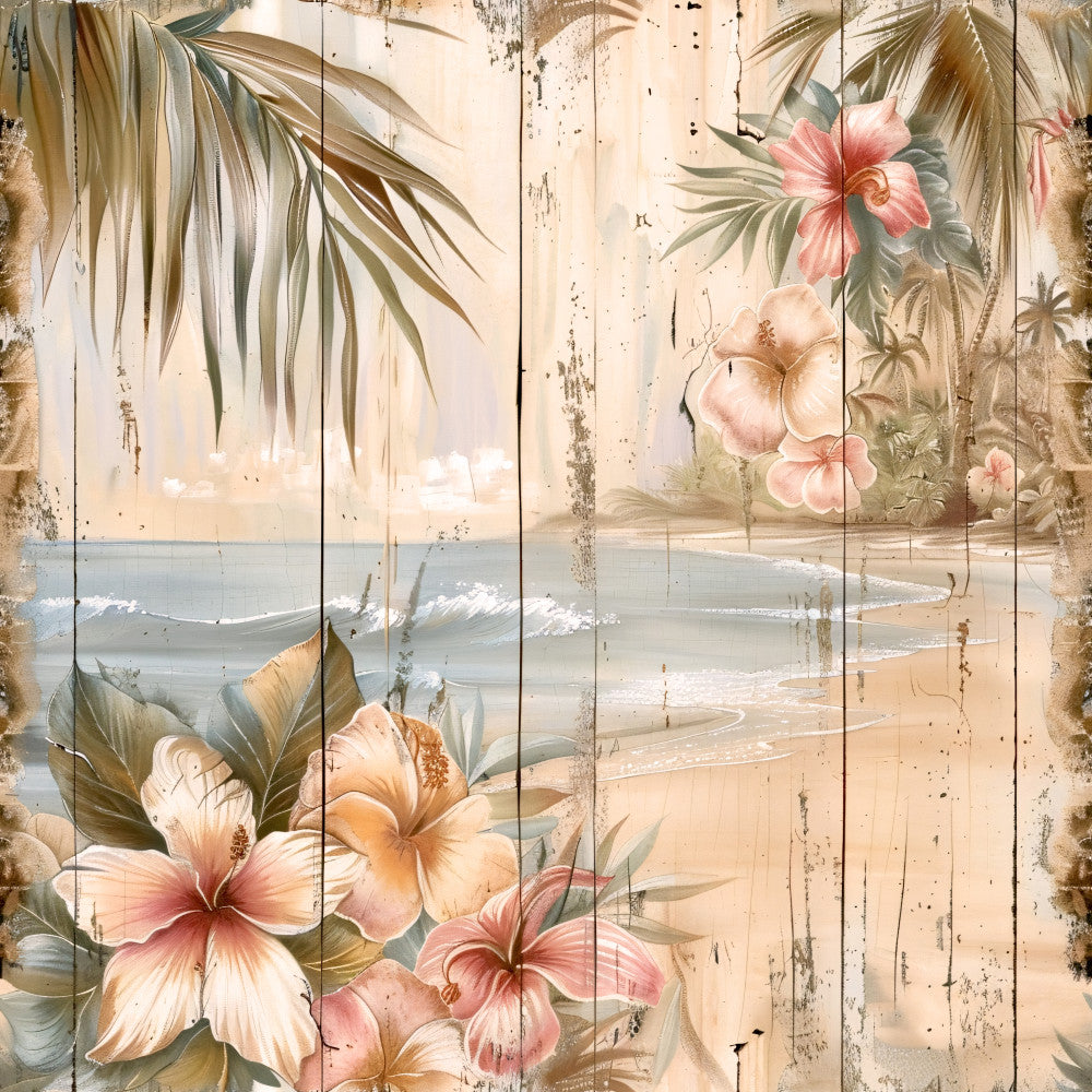 Tropical Beach Scenes Fabric Panel 1