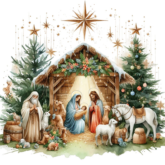 Detailed Christmas Nativity Scene Fabric Panel 11