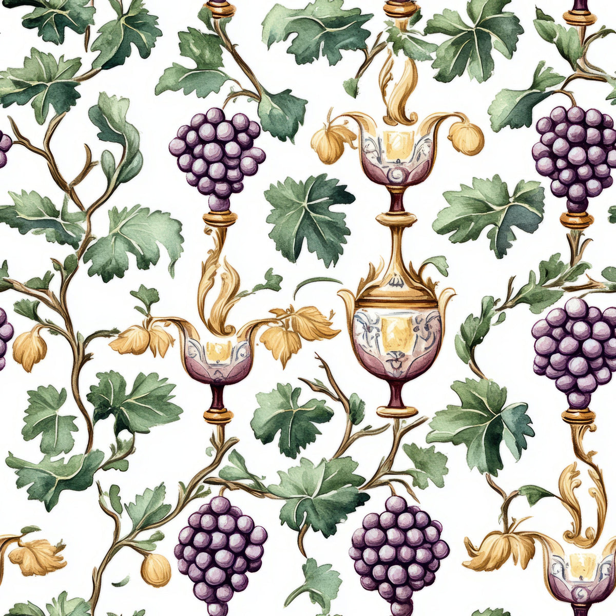 Grapes and Goblets Pattern 8 Minky Fabric