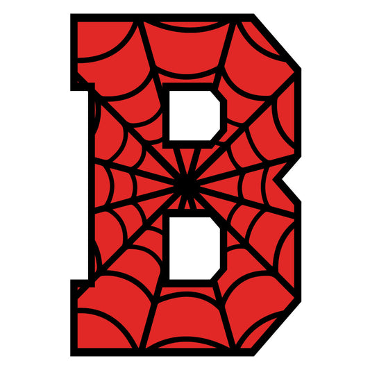 red, black, spider web, alphabet letters, letter b, geometric pattern, radial design, fabric panel, quilting cotton, superhero theme, comic book style, children's fabric, educational motif, web pattern, bright colors, applique design, novelty print, learning alphabet, spider motif, craft fabric