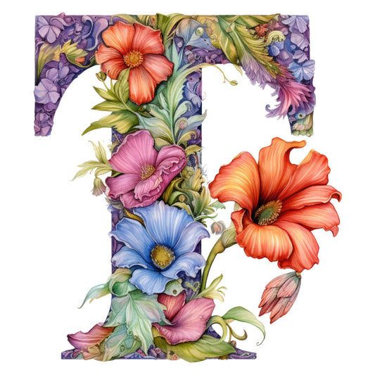 Alphabet Flowers Fabric Panel 16