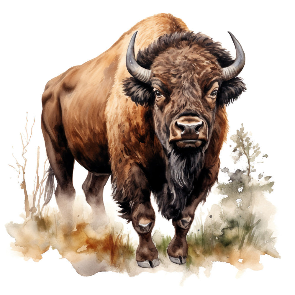 Watercolor Bison Fabric Panel 2