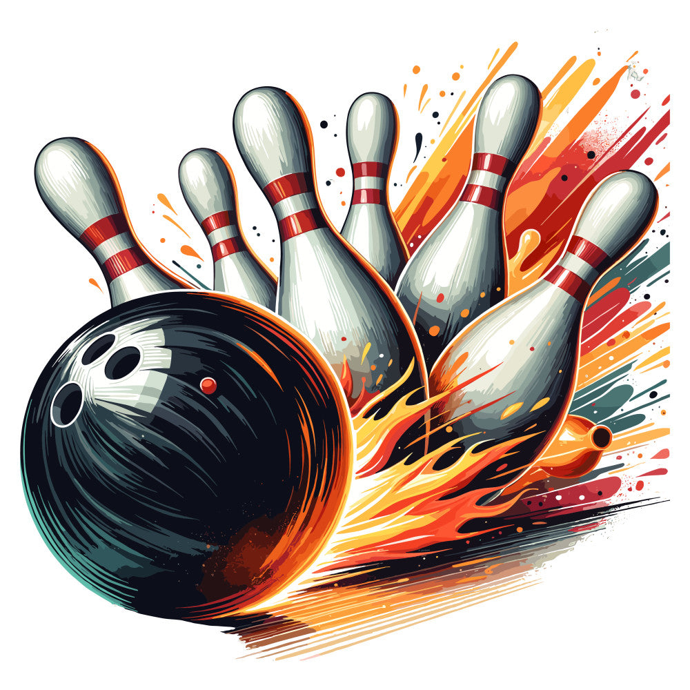 Watercolor Bowling Fabric Panel 12