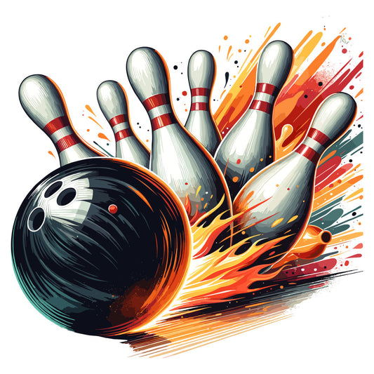 Watercolor Bowling Fabric Panel 12