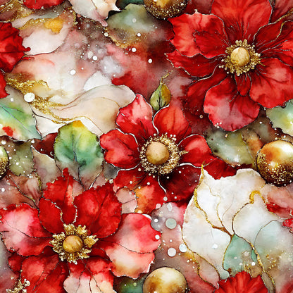 Gilded Poinsettia Reverie Pattern 7 Minky Fabric