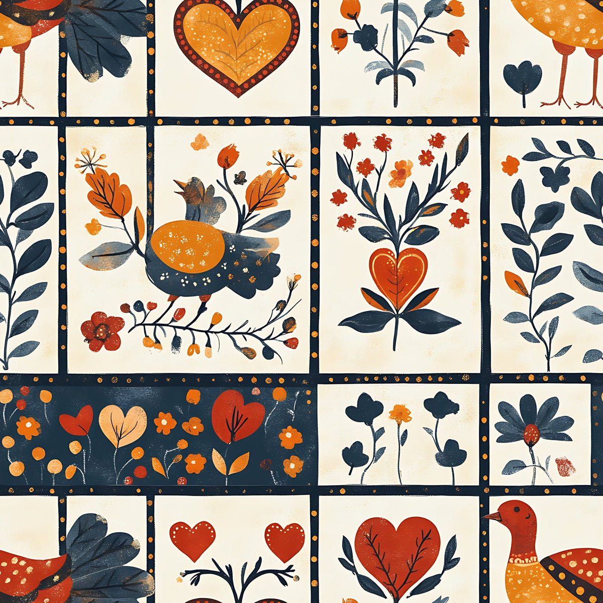 Folk Harvest Pattern 1 Minky Fabric