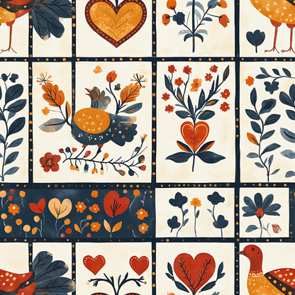 Folk Harvest Pattern 1 Minky Fabric