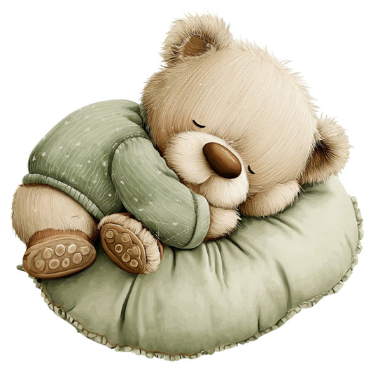 sage green, cream, tan, brown, soft green, neutral, pastel green, light green, animals, teddy bear, cute, whimsical, nursery, baby, sleeping, cozy, comfort, gentle, sweet, children's, adorable, bedtime, lullaby, soft, cuddly, woodland, nature, peaceful, restful