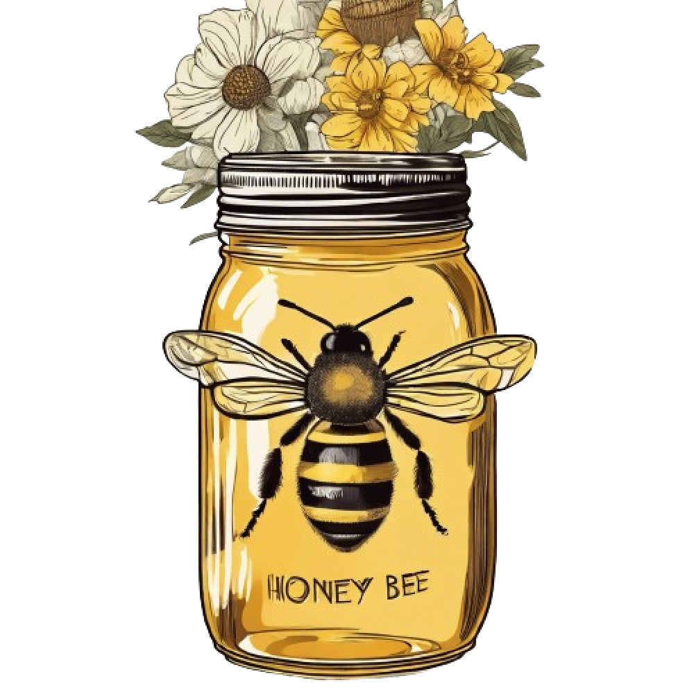 Honey Bee Jar Fabric Panel 10