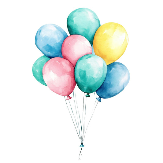 balloon, pastel blue, pastel pink, pastel yellow, turquoise, teal, soft colors, watercolor, whimsical, celebration, birthday, baby shower, nursery, children's, playful, modern, cute, floating balloons, party theme, spring, summer, gender neutral, soft watercolor style, cheerful, festive, baby quilt, wall hanging, crib bedding
