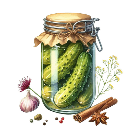 Pickle in a Glass Jar Fabric Panel 1