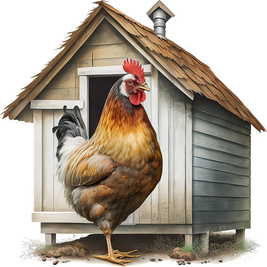 Watercolor Chicken Houses Fabric Panel 3