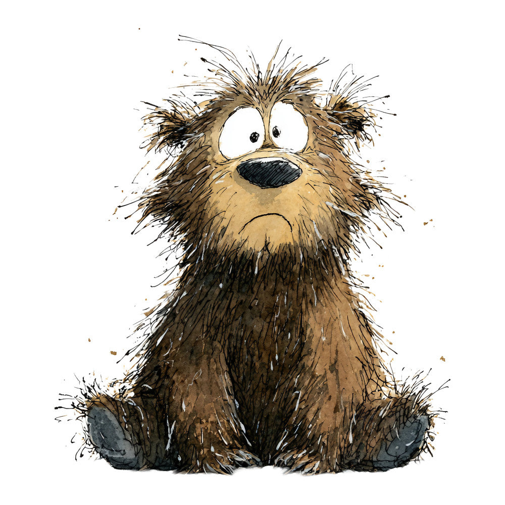 brown, tan, beige, charcoal, woodland, forest, animal, creature, whimsical, cartoon, cute, fuzzy, furry, children, kids, playful, nature, rustic, modern, quirky, illustrated, expressive, silly, funny, character, panel, storybook, nursery, baby, novelty