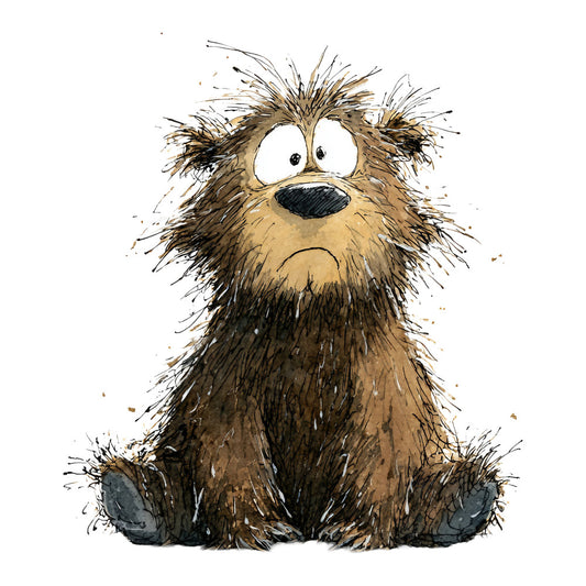 brown, tan, beige, charcoal, woodland, forest, animal, creature, whimsical, cartoon, cute, fuzzy, furry, children, kids, playful, nature, rustic, modern, quirky, illustrated, expressive, silly, funny, character, panel, storybook, nursery, baby, novelty