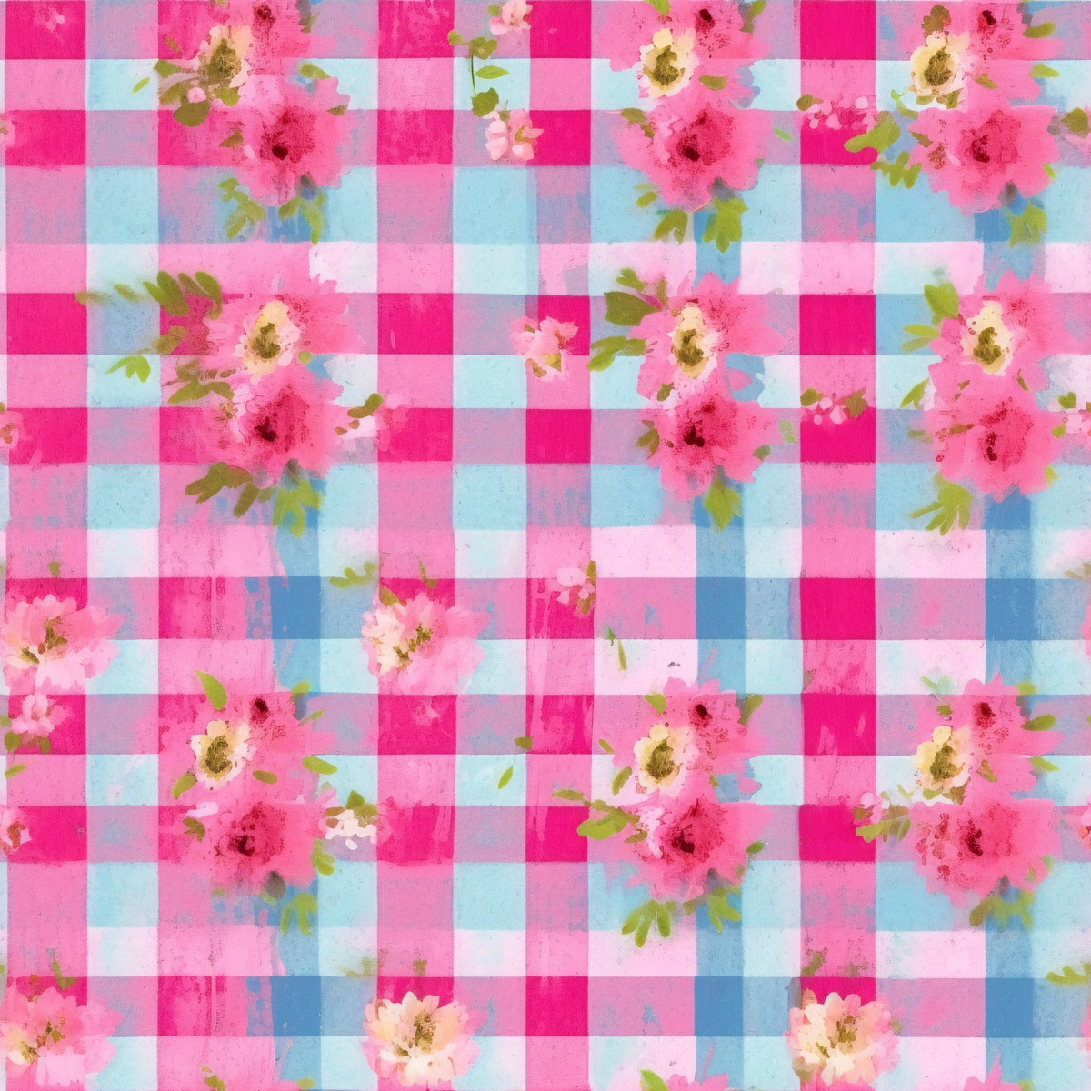 Rosy Gingham Pattern 7 Minky Fabric