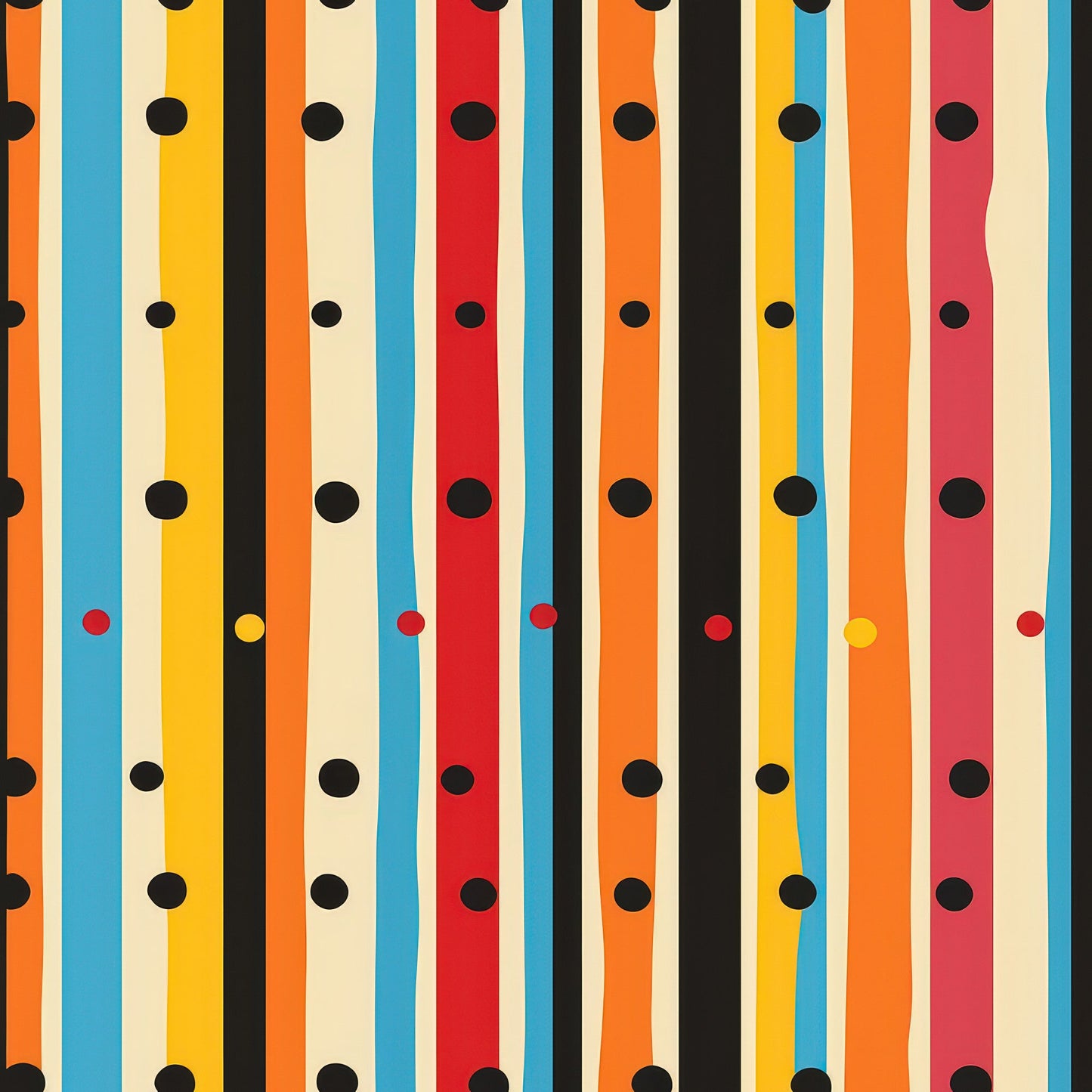 Colorful Stripes and Dots Pattern 5 Quilting Cotton Fabric