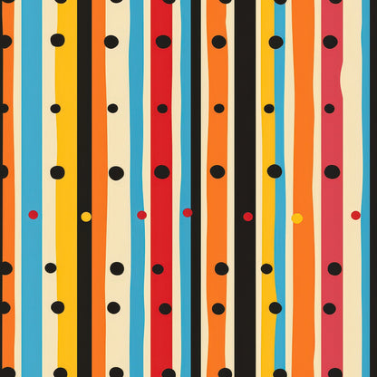 Colorful Stripes and Dots Pattern 5 Quilting Cotton Fabric