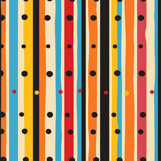 Colorful Stripes and Dots Pattern 5 Quilting Cotton Fabric
