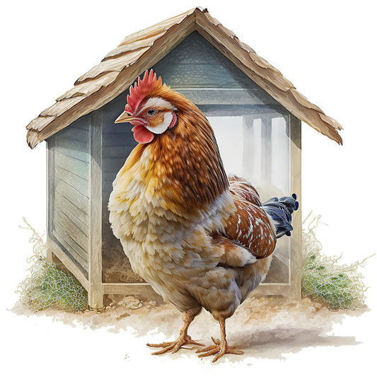Watercolor Chicken Houses Fabric Panel 5