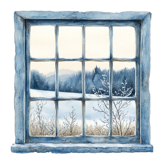 Watercolor Christmas Scene Fabric Panel 14