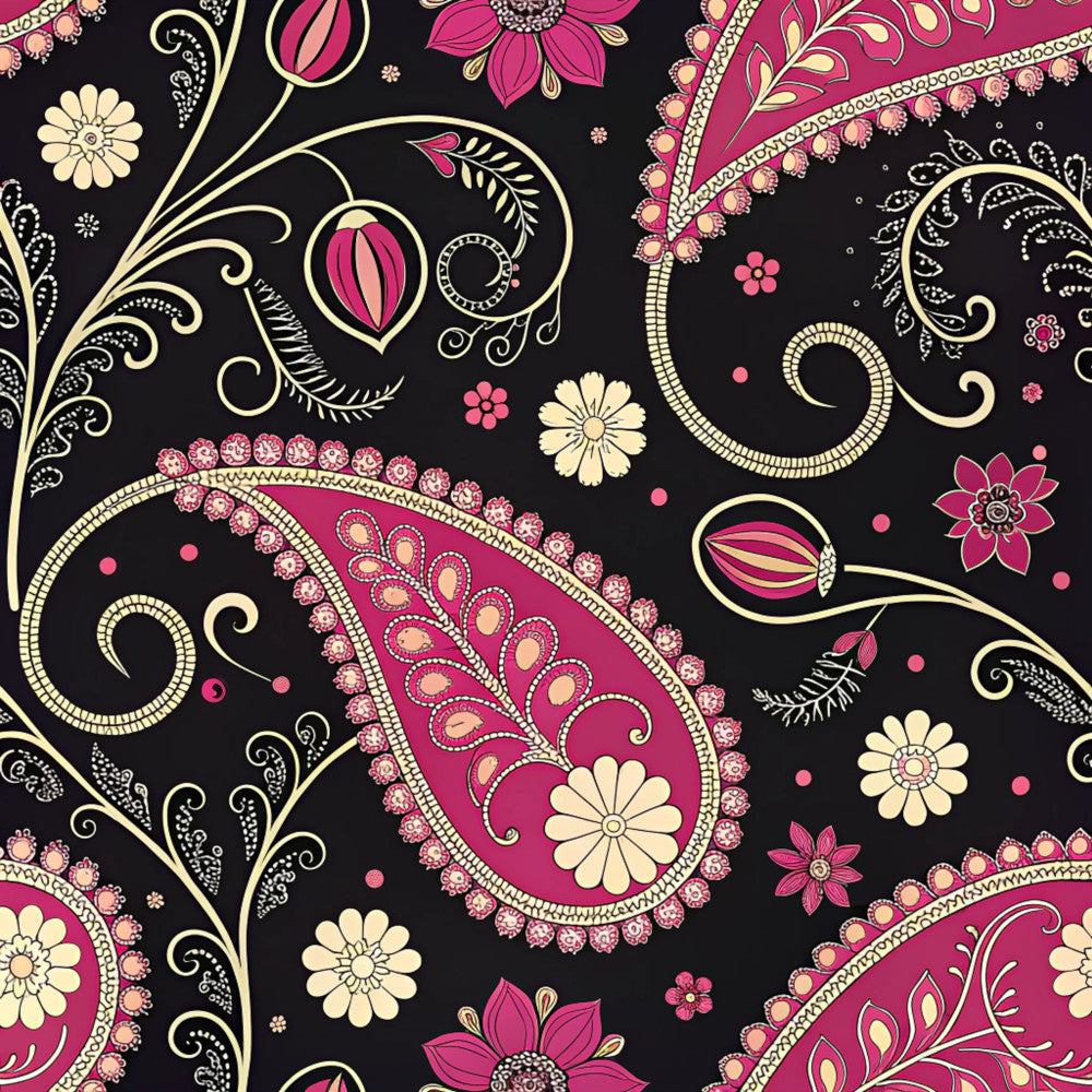 Midnight Paisley Garden Pattern 18 Minky Fabric