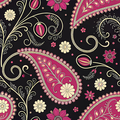 Midnight Paisley Garden Pattern 18 Minky Fabric