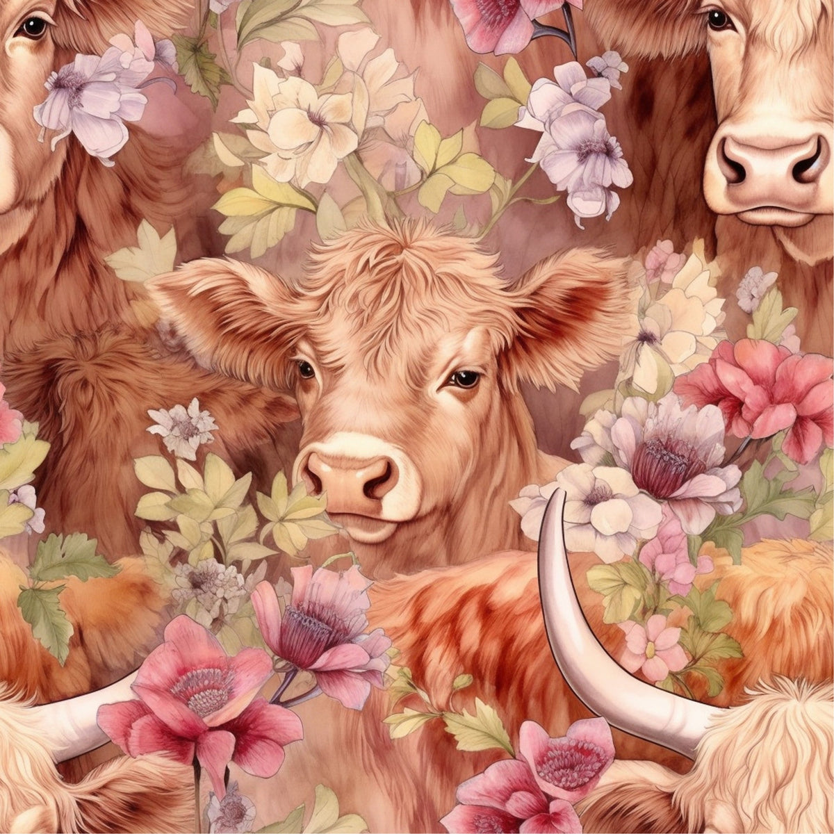 Blooming Bovines Pattern 7 Minky Fabric