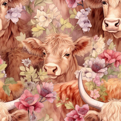 Blooming Bovines Pattern 7 Minky Fabric