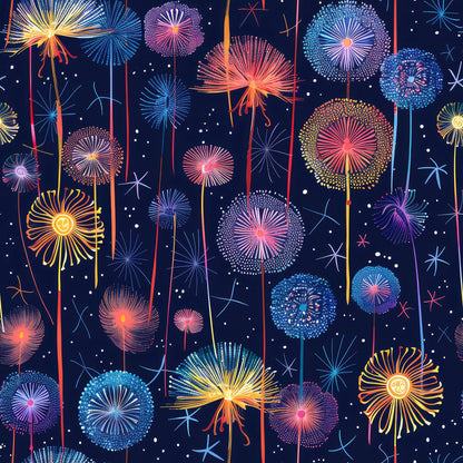 Midnight Dandelions Pattern 10 Quilting Cotton Fabric