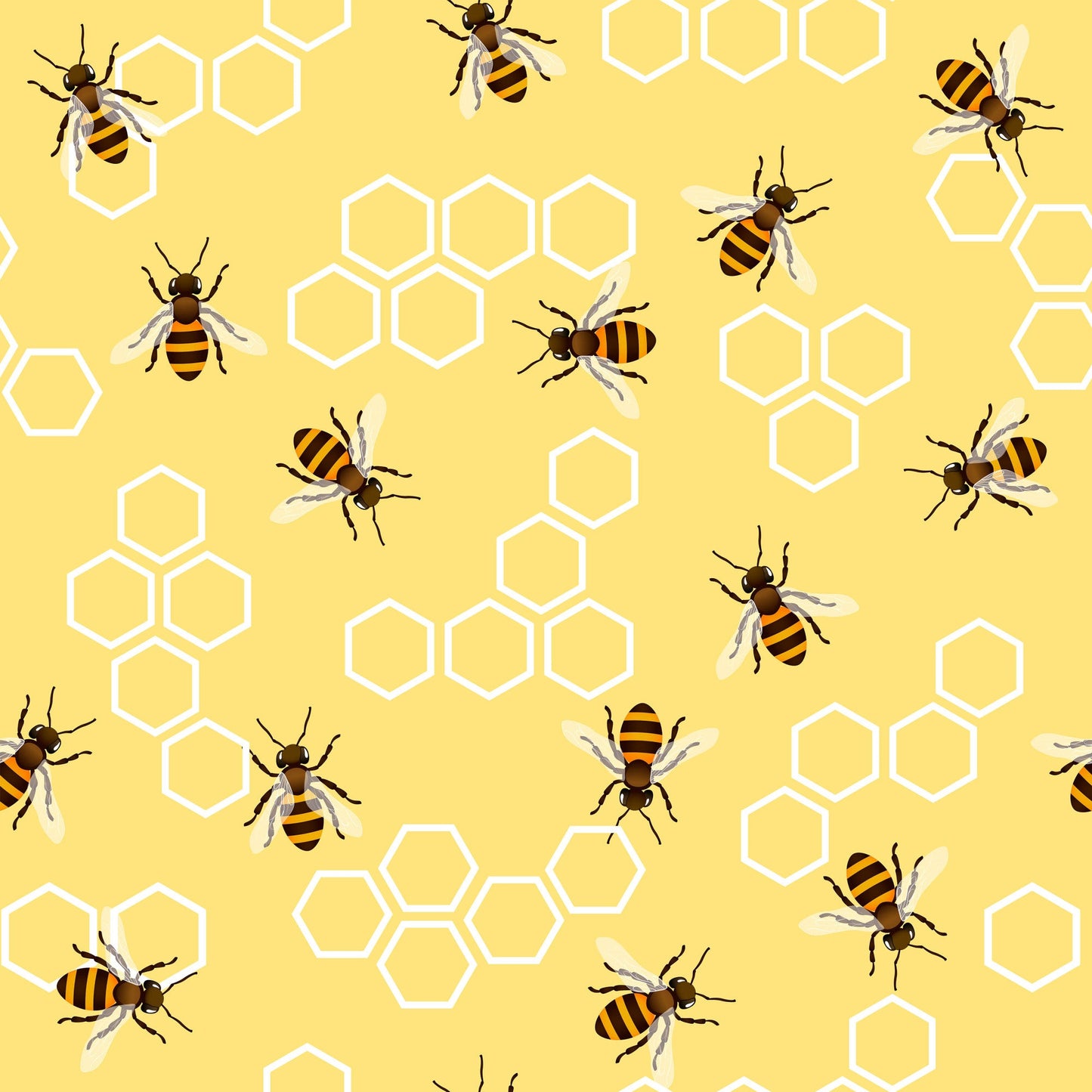 Vintage Honey Bee Pattern 1 Quilting Cotton Fabric