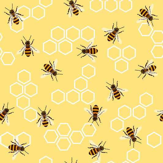 Vintage Honey Bee Pattern 1 Quilting Cotton Fabric