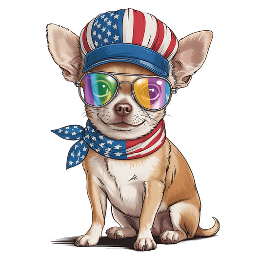 4th of July Dog Fabric Panel 1