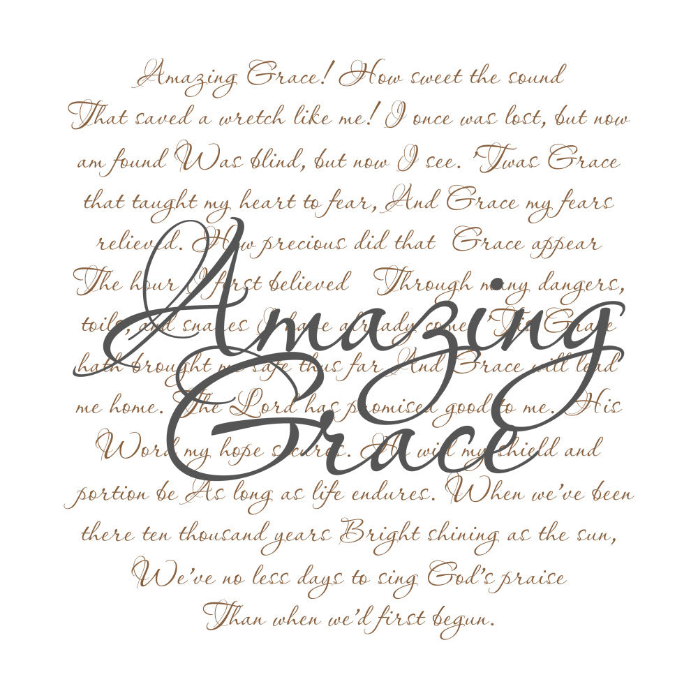 Amazing Grace Hymn Fabric Panel 1
