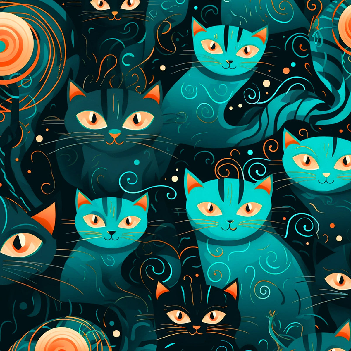Midnight Whiskers Pattern 7 Minky Fabric