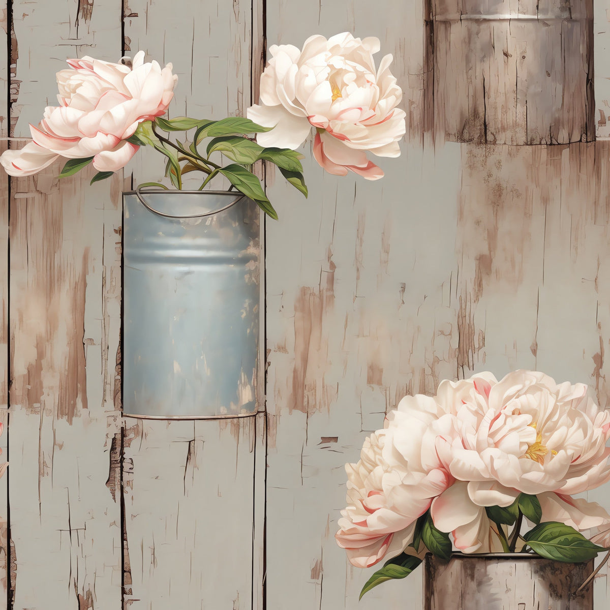 Tin Can Peonies Pattern 3 Minky Fabric